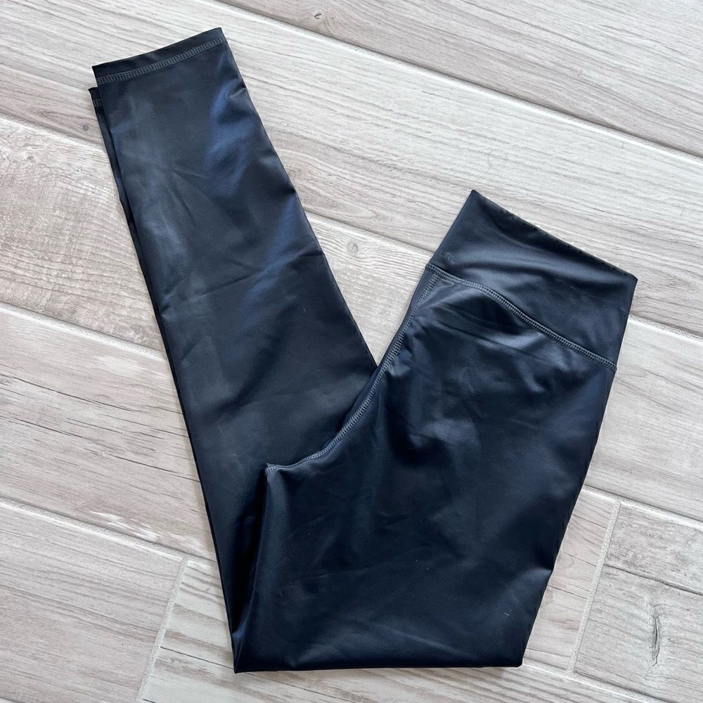 LAUREN RALPH LAUREN Coated Jersey Leggings Tights Black Sz S Small - Picture 6 of 11